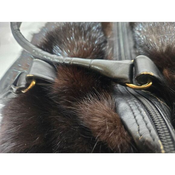 Vintage 1950s Dark Brown Fox Handbag - Picture 8 of 12